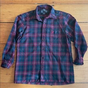 Men's Plaid Button Down Shirt - Burgundy and Navy